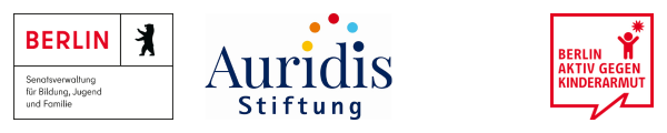 Logos Senatsverwaltung Bildung, Auridis Stiftung, Aktiv gegen Kinderarmut